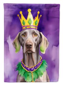Weimaraner King of Mardi Gras House Flag Large Porch Sleeve Pole Decorative Outside Yard Banner Artwork Wall Hanging, Polyester, House Size