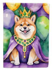 Shiba Inu King of Mardi Gras House Flag Large Porch Sleeve Pole Decorative Outside Yard Banner Artwork Wall Hanging, Polyester, House Size, Multicolor