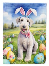 Bedlington Terrier Easter Egg Hunt House Flag Large Porch Sleeve Pole Decorative Outside Yard Banner Artwork Wall Hanging, Polyester, House Size