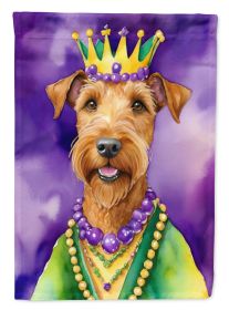 Irish Terrier King of Mardi Gras House Flag Large Porch Sleeve Pole Decorative Outside Yard Banner Artwork Wall Hanging, Polyester, House Size