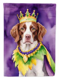 Brittany Spaniel King of Mardi Gras House Flag Large Porch Sleeve Pole Decorative Outside Yard Banner Artwork Wall Hanging, Polyester, House Size