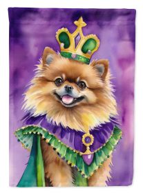 Pomeranian King of Mardi Gras House Flag Large Porch Sleeve Pole Decorative Outside Yard Banner Artwork Wall Hanging, Polyester, House Size