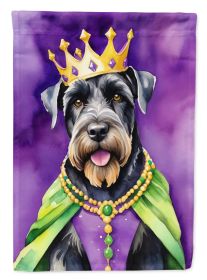 Giant Schnauzer King of Mardi Gras House Flag Large Porch Sleeve Pole Decorative Outside Yard Banner Artwork Wall Hanging, Polyester, House Size