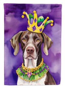 German Shorthaired Pointer King of Mardi Gras House Flag Large Porch Sleeve Pole Decorative Outside Yard Banner Artwork Wall Hanging, Polyester