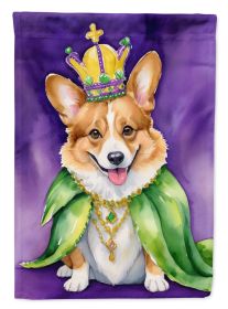 Corgi King of Mardi Gras House Flag Large Porch Sleeve Pole Decorative Outside Yard Banner Artwork Wall Hanging, Polyester, House Size, Multicolor
