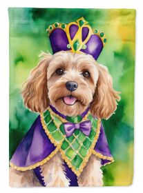 Cockapoo King of Mardi Gras House Flag Large Porch Sleeve Pole Decorative Outside Yard Banner Artwork Wall Hanging, Polyester, House Size, Multicolor