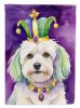 Coton de Tulear King of Mardi Gras House Flag Large Porch Sleeve Pole Decorative Outside Yard Banner Artwork Wall Hanging, Polyester, House Size