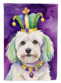 Coton de Tulear King of Mardi Gras House Flag Large Porch Sleeve Pole Decorative Outside Yard Banner Artwork Wall Hanging, Polyester, House Size
