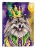 Keeshond King of Mardi Gras House Flag Large Porch Sleeve Pole Decorative Outside Yard Banner Artwork Wall Hanging, Polyester, House Size, Multicolor