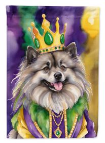 Keeshond King of Mardi Gras House Flag Large Porch Sleeve Pole Decorative Outside Yard Banner Artwork Wall Hanging, Polyester, House Size, Multicolor