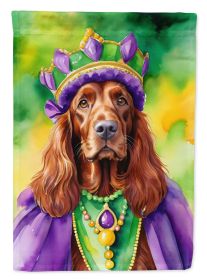 Irish Setter King of Mardi Gras House Flag Large Porch Sleeve Pole Decorative Outside Yard Banner Artwork Wall Hanging, Polyester, House Size