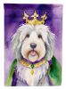 Old English Sheepdog King of Mardi Gras House Flag Large Porch Sleeve Pole Decorative Outside Yard Banner Artwork Wall Hanging, Polyester, House Size