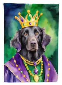 Flat-Coated Retriever King of Mardi Gras House Flag Large Porch Sleeve Pole Decorative Outside Yard Banner Artwork Wall Hanging, Polyester, House Size