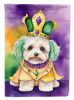 Maltipoo King of Mardi Gras House Flag Large Porch Sleeve Pole Decorative Outside Yard Banner Artwork Wall Hanging, Polyester, House Size, Multicolor