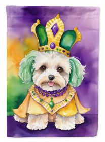 Maltipoo King of Mardi Gras House Flag Large Porch Sleeve Pole Decorative Outside Yard Banner Artwork Wall Hanging, Polyester, House Size, Multicolor