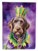 German Wirehaired Pointer King of Mardi Gras House Flag Large Porch Sleeve Pole Decorative Outside Yard Banner Artwork Wall Hanging, Polyester