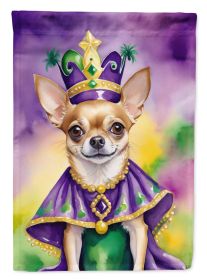 Chihuahua King of Mardi Gras House Flag Large Porch Sleeve Pole Decorative Outside Yard Banner Artwork Wall Hanging, Polyester, House Size, Multicolor