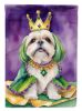 Lhasa Apso King of Mardi Gras House Flag Large Porch Sleeve Pole Decorative Outside Yard Banner Artwork Wall Hanging, Polyester, House Size