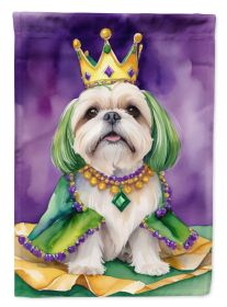 Lhasa Apso King of Mardi Gras House Flag Large Porch Sleeve Pole Decorative Outside Yard Banner Artwork Wall Hanging, Polyester, House Size