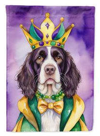 English Springer Spaniel King of Mardi Gras House Flag Large Porch Sleeve Pole Decorative Outside Yard Banner Artwork Wall Hanging, Polyester
