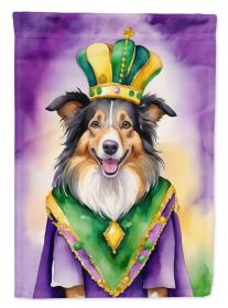 Collie King of Mardi Gras House Flag Large Porch Sleeve Pole Decorative Outside Yard Banner Artwork Wall Hanging, Polyester, House Size, Multicolor