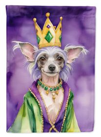 Chinese Crested King of Mardi Gras House Flag Large Porch Sleeve Pole Decorative Outside Yard Banner Artwork Wall Hanging, Polyester, House Size