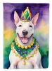 English Bull Terrier King of Mardi Gras House Flag Large Porch Sleeve Pole Decorative Outside Yard Banner Artwork Wall Hanging, Polyester, House Size
