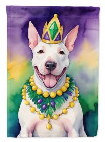English Bull Terrier King of Mardi Gras House Flag Large Porch Sleeve Pole Decorative Outside Yard Banner Artwork Wall Hanging, Polyester, House Size