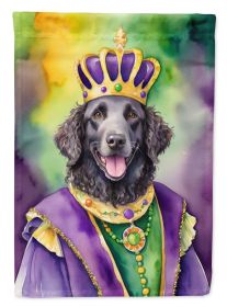 Curly-Coated Retriever King of Mardi Gras House Flag Large Porch Sleeve Pole Decorative Outside Yard Banner Artwork Wall Hanging, Polyester
