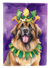 Leonberger King of Mardi Gras House Flag Large Porch Sleeve Pole Decorative Outside Yard Banner Artwork Wall Hanging, Polyester, House Size
