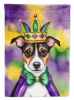 Jack Russell Terrier King of Mardi Gras House Flag Large Porch Sleeve Pole Decorative Outside Yard Banner Artwork Wall Hanging, Polyester, House Size