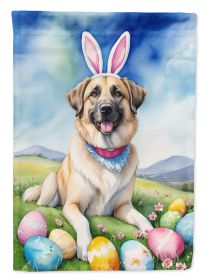Anatolian Shepherd Dog Easter Egg Hunt House Flag Large Porch Sleeve Pole Decorative Outside Yard Banner Artwork Wall Hanging, Polyester, House Size