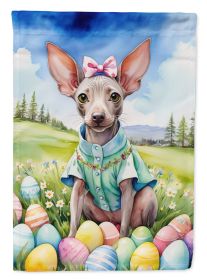 American Hairless Terrier Easter Egg Hunt House Flag Large Porch Sleeve Pole Decorative Outside Yard Banner Artwork Wall Hanging, Polyester