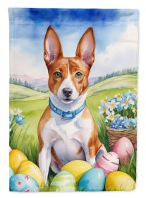Basenji Easter Egg Hunt House Flag Large Porch Sleeve Pole Decorative Outside Yard Banner Artwork Wall Hanging, Polyester, House Size, Multicolor