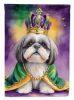 Shih Tzu King of Mardi Gras House Flag Large Porch Sleeve Pole Decorative Outside Yard Banner Artwork Wall Hanging, Polyester, House Size, Multicolor