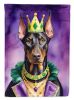 Doberman Pinscher King of Mardi Gras House Flag Large Porch Sleeve Pole Decorative Outside Yard Banner Artwork Wall Hanging, Polyester, House Size