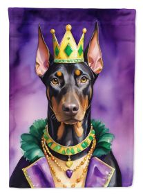 Doberman Pinscher King of Mardi Gras House Flag Large Porch Sleeve Pole Decorative Outside Yard Banner Artwork Wall Hanging, Polyester, House Size