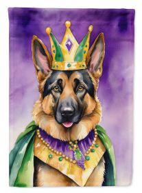 German Shepherd King of Mardi Gras House Flag Large Porch Sleeve Pole Decorative Outside Yard Banner Artwork Wall Hanging, Polyester, House Size