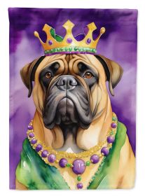 Bullmastiff King of Mardi Gras House Flag Large Porch Sleeve Pole Decorative Outside Yard Banner Artwork Wall Hanging, Polyester, House Size