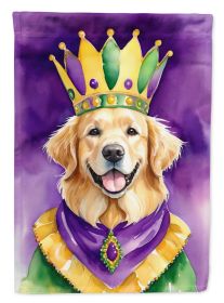 Golden Retriever King of Mardi Gras House Flag Large Porch Sleeve Pole Decorative Outside Yard Banner Artwork Wall Hanging, Polyester, House Size