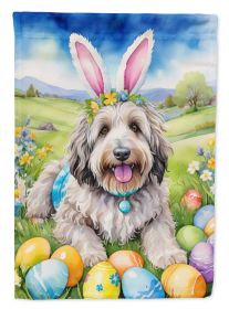 Bergamasco Sheepdog Easter Egg Hunt House Flag Large Porch Sleeve Pole Decorative Outside Yard Banner Artwork Wall Hanging, Polyester, House Size