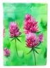 Vermont Red Clover in Watercolor House Flag Large Porch Sleeve Pole Decorative Outside Yard Banner Artwork Wall Hanging, Polyester, House Size