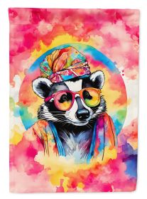 Hippie Animal Badger House Flag Large Porch Sleeve Pole Decorative Outside Yard Banner Artwork Wall Hanging, Polyester, House Size, Multicolor