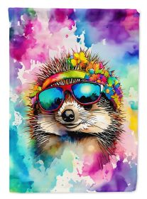 Hippie Animal Hedgehog House Flag Large Porch Sleeve Pole Decorative Outside Yard Banner Artwork Wall Hanging, Polyester, House Size, Multicolor