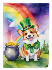 Corgi St Patrick's Day House Flag Large Porch Sleeve Pole Decorative Outside Yard Banner Artwork Wall Hanging, Polyester, House Size, Multicolor
