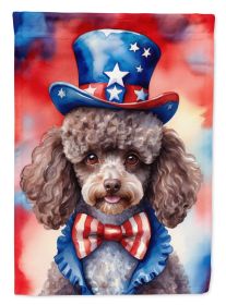 Poodle Patriotic American House Flag Large Porch Sleeve Pole Decorative Outside Yard Banner Artwork Wall Hanging, Polyester, House Size, Multicolor