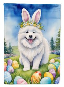 Samoyed Easter Egg Hunt House Flag Large Porch Sleeve Pole Decorative Outside Yard Banner Artwork Wall Hanging, Polyester, House Size, Multicolor