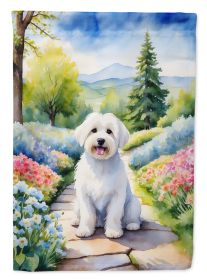 Coton de Tulear Spring Path House Flag Large Porch Sleeve Pole Decorative Outside Yard Banner Artwork Wall Hanging, Polyester, House Size, Multicolor