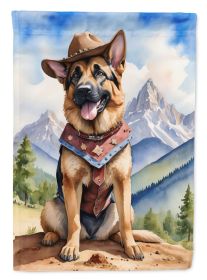 German Shepherd Cowboy Welcome House Flag Large Porch Sleeve Pole Decorative Outside Yard Banner Artwork Wall Hanging, Polyester, House Size