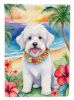 Coton de Tulear Luau House Flag Large Porch Sleeve Pole Decorative Outside Yard Banner Artwork Wall Hanging, Polyester, House Size, Multicolor